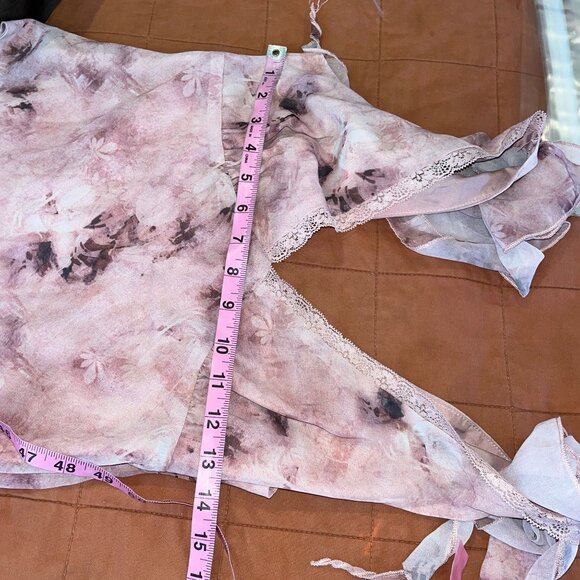 Princess Polly Pink Floral Ruffle V-Neck Top Size4 Cami Y2k - Picture 5 of 8